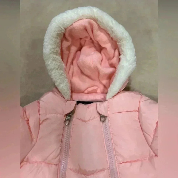 Steve Madden Infant Girls Pink Fleece Lined Hooded Snow Suit Size 6/9 Months - Picture 6 of 7